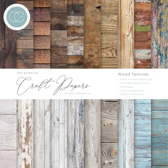 Craft Consortium Wood Textures Double-Sided Paper Pad, 6&#x22; x 6&#x22;